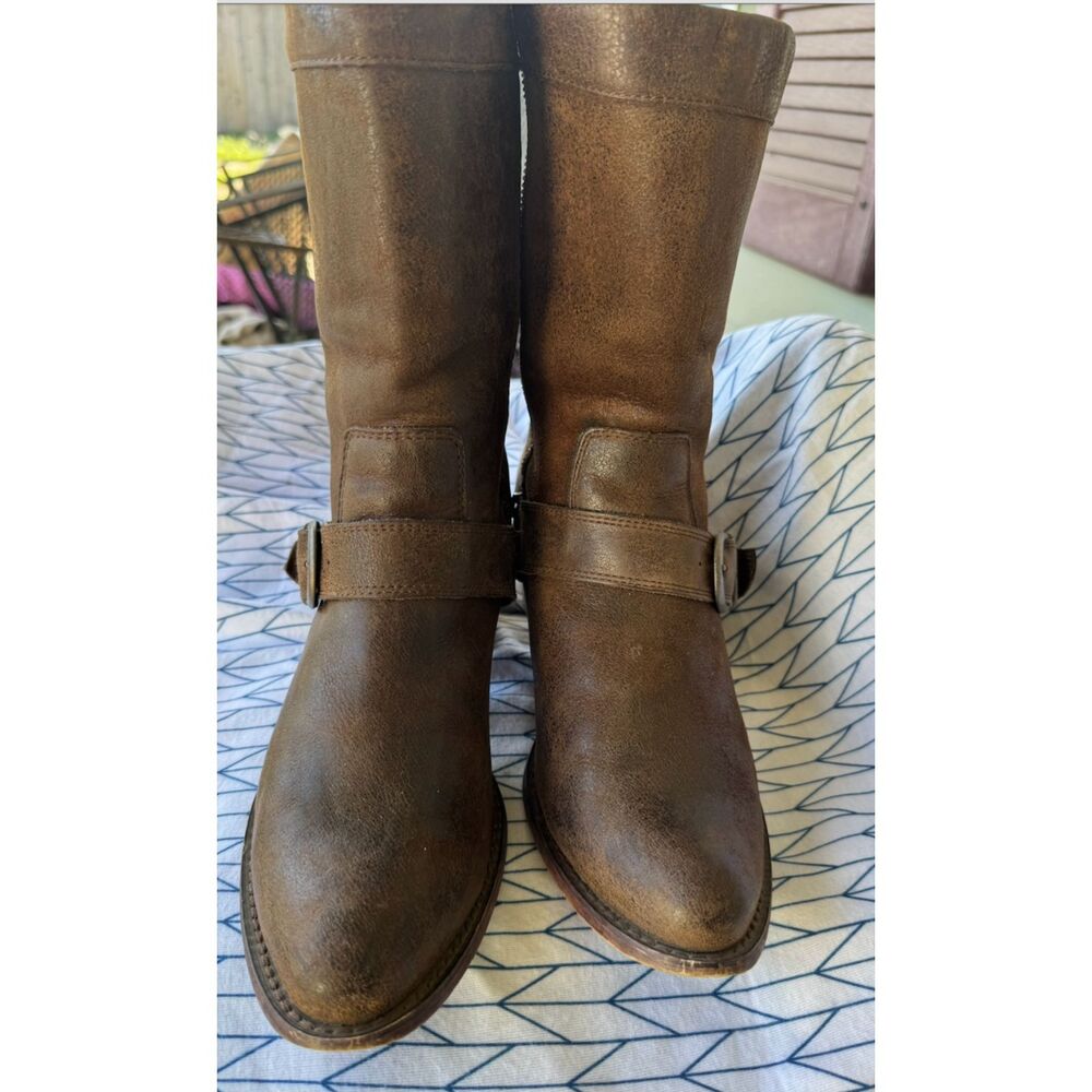 Durango Brown Distressed Leather Harness Mid Calf Boots Womens Size 10